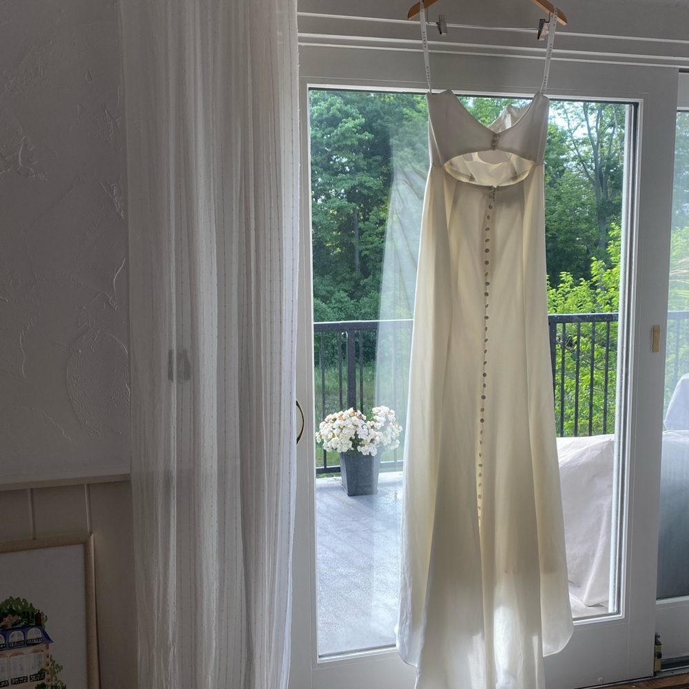 Azazie Ivory Satin Bridal Gown with Buttons